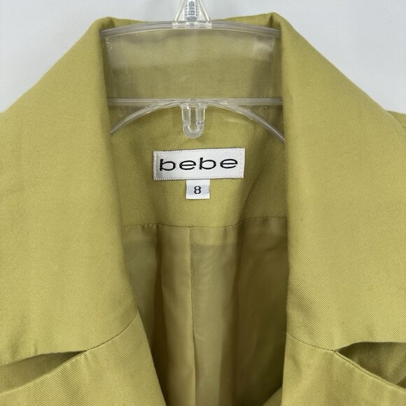 vintage 90s BEBE jacket blazer lime green 8 MEDIUM - Picture 7 of 8
